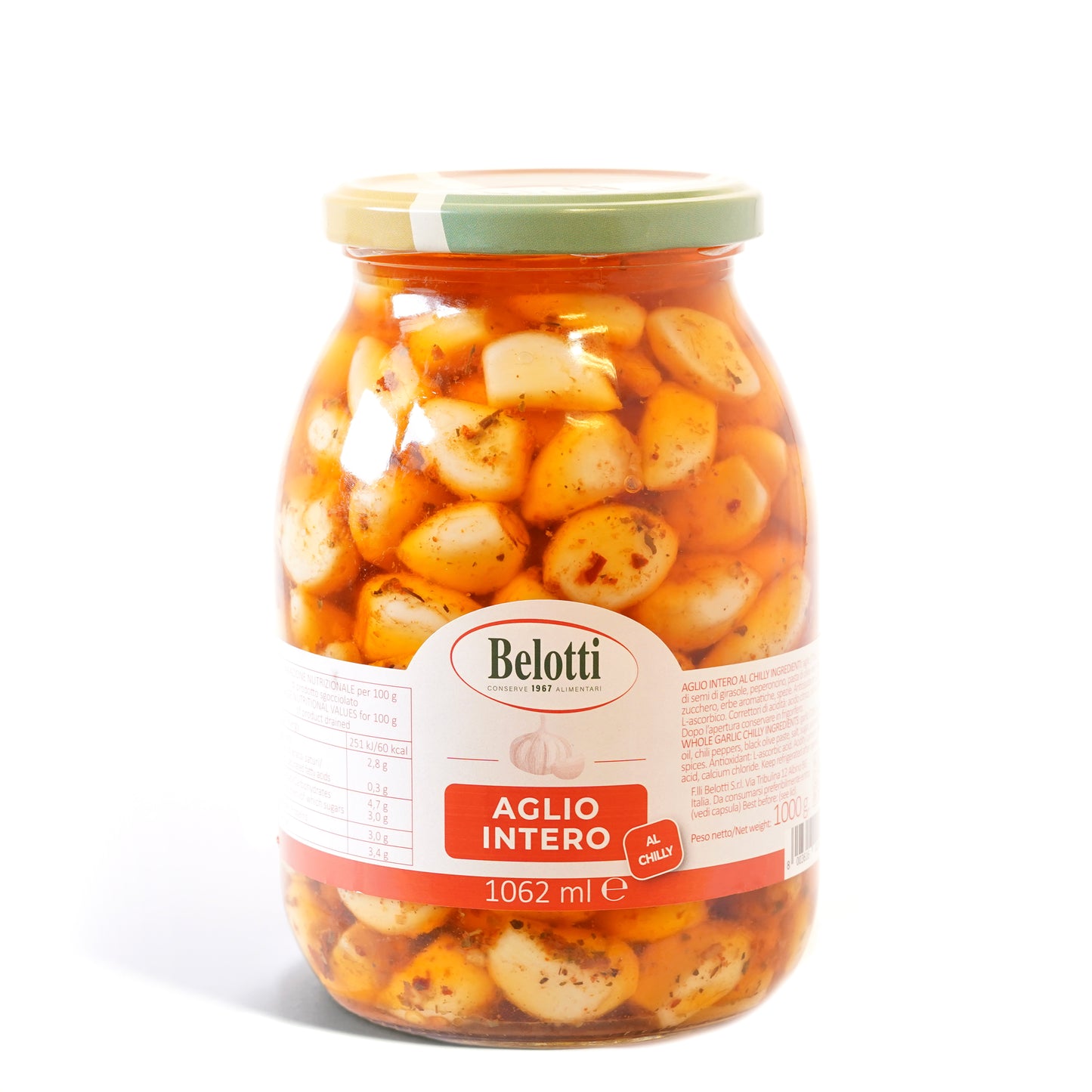Aglio Intero al chilly. Sott'olio. conserve alimentari, sott'olio e sottaceto.