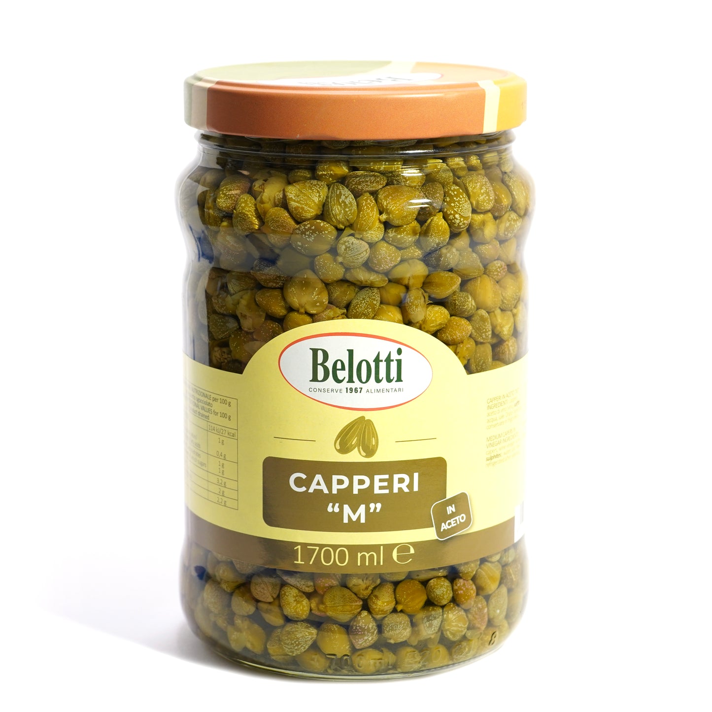 Capperi in aceto 'M'. Conserve alimentari sott'olio e sottaceto.