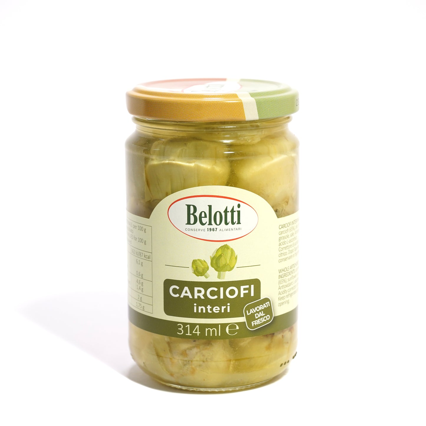 Carciofi interi, lavorati dal fresco. Carciofi sott'olio. Conserve alimentari sott'olio e sottaceto.