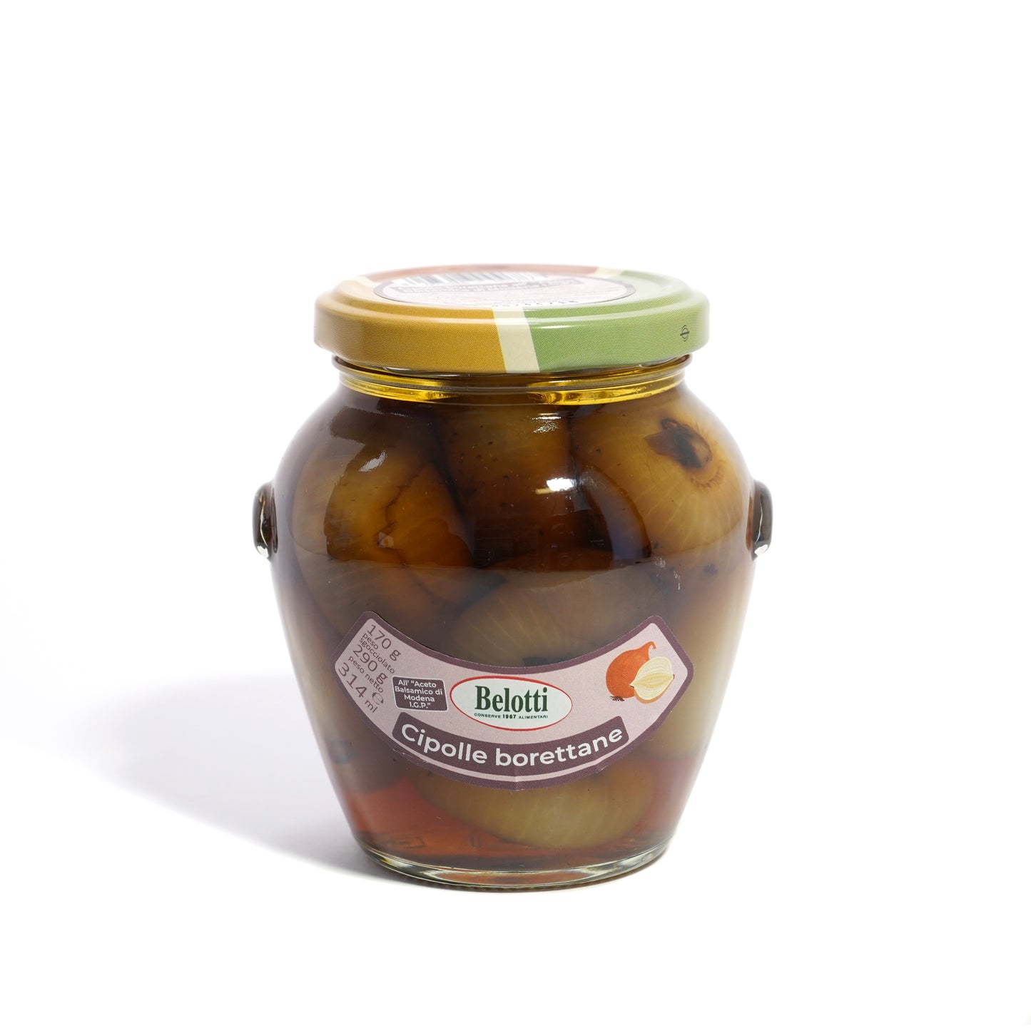 Cipolle borettane in aceto balsamico di Modena IGP. Conserve alimentari sott'olio e sottaceto.