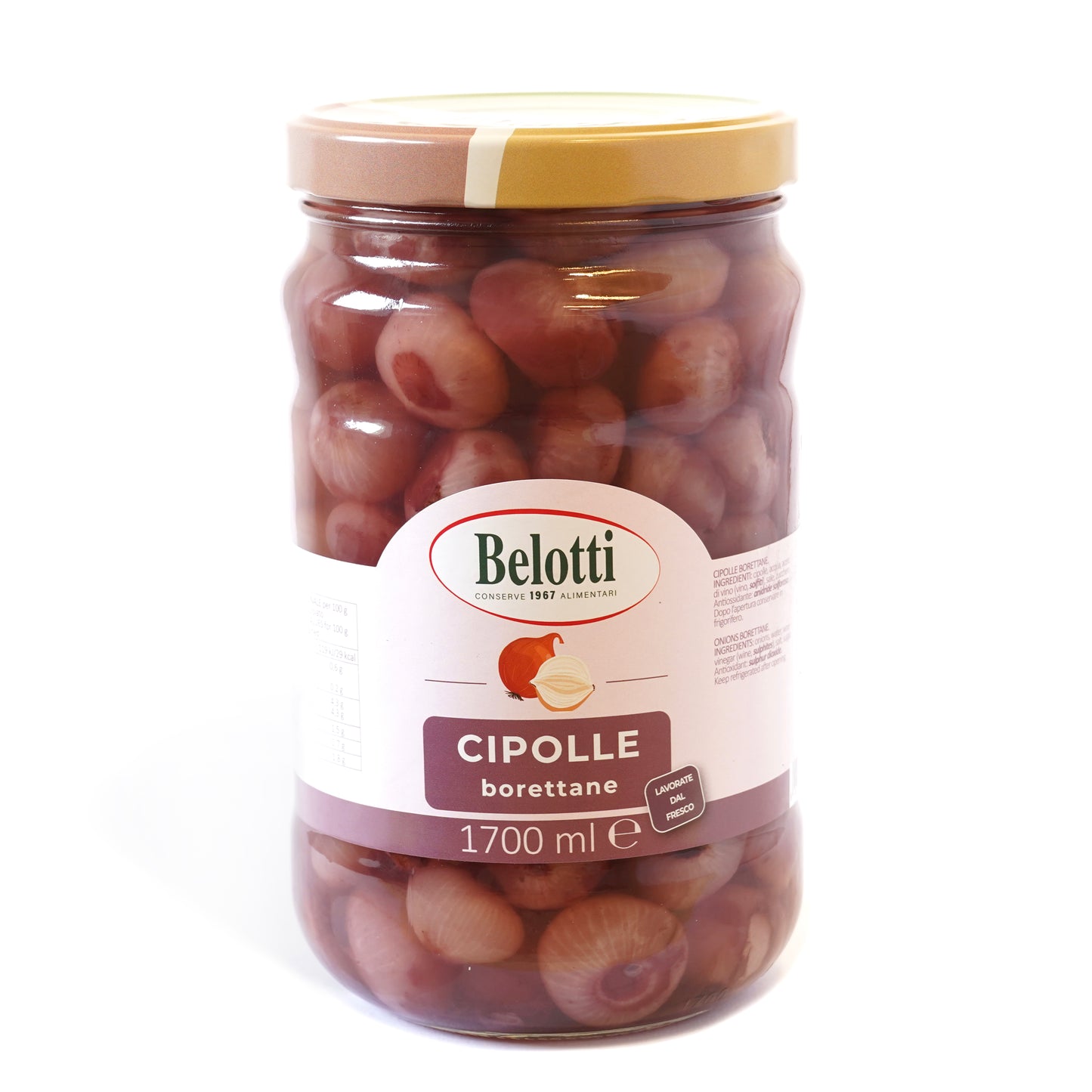 Cipolle borettane lavorate dal fresco. Conserve alimentari sott'olio e sottaceto. Cipolle sottaceto.