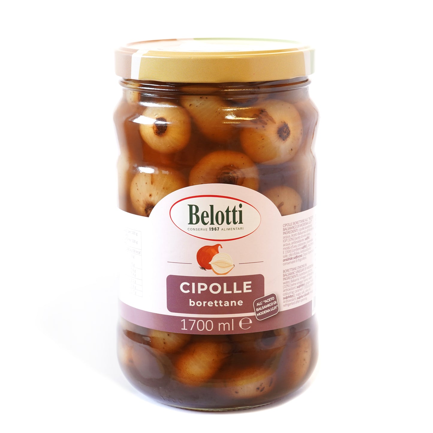 Cipolle borettane in aceto balsamico di Modena IGP. Conserve alimentari sott'olio e sottaceto.