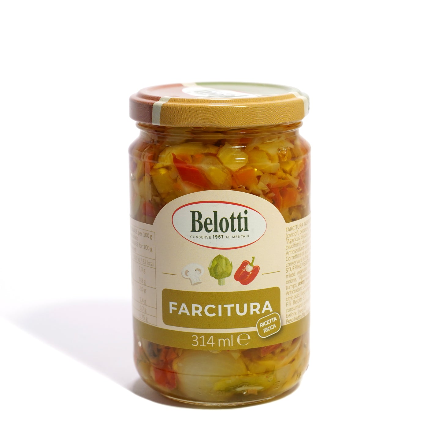 Farcitura ricca. Farcitura ideale per toast e condimenti. Conserve alimentari sott'olio e sottaceto.
