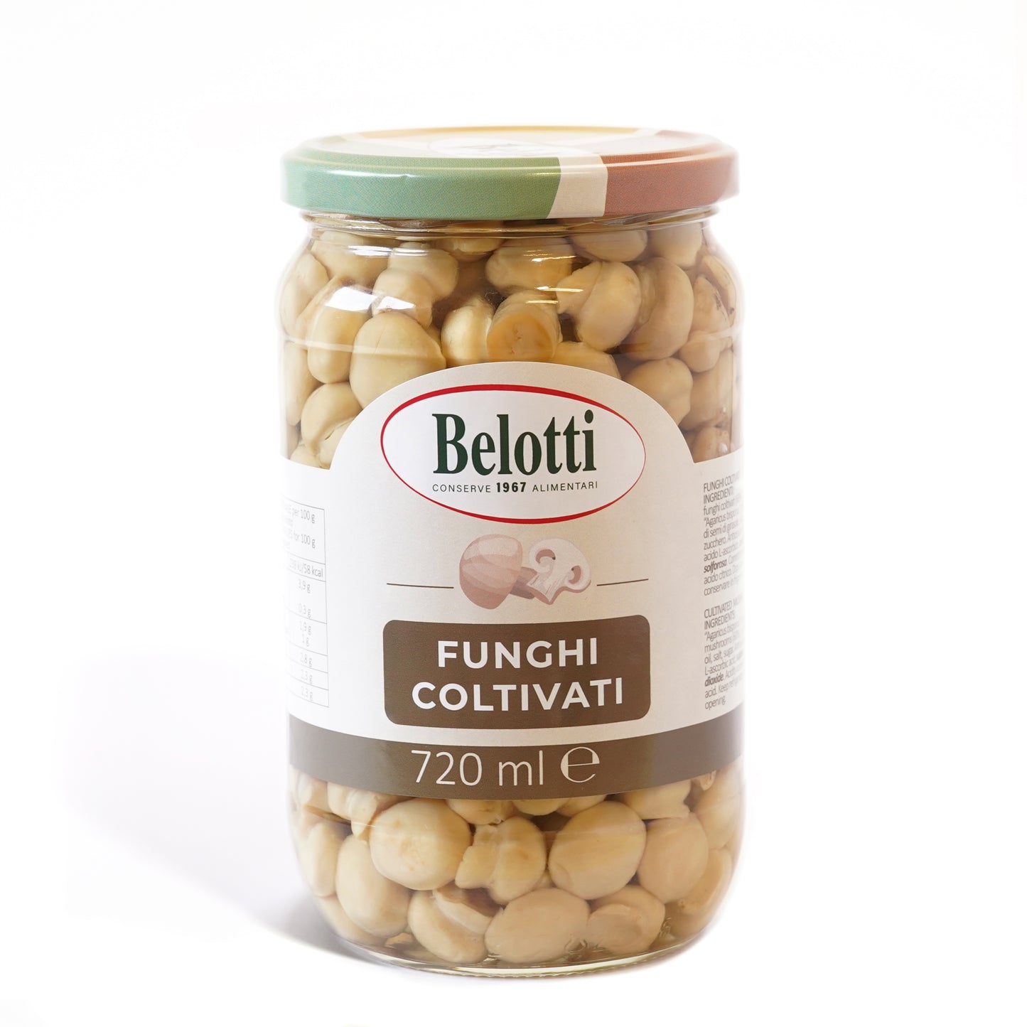 funghi coltivati. Funghetti sott'olio. Conserve alimentari sott'olio e sottaceto.