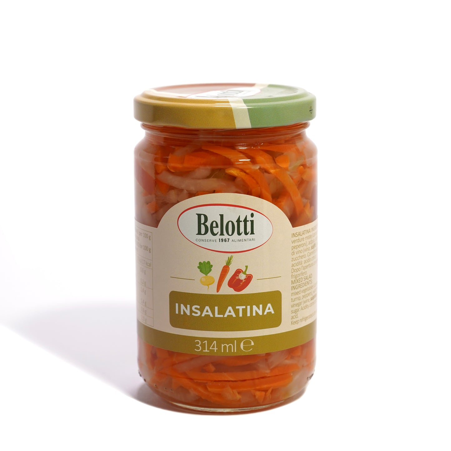 insalatina, farcitura di verdure. Conserve alimentari sott'olio e sottaceto.
