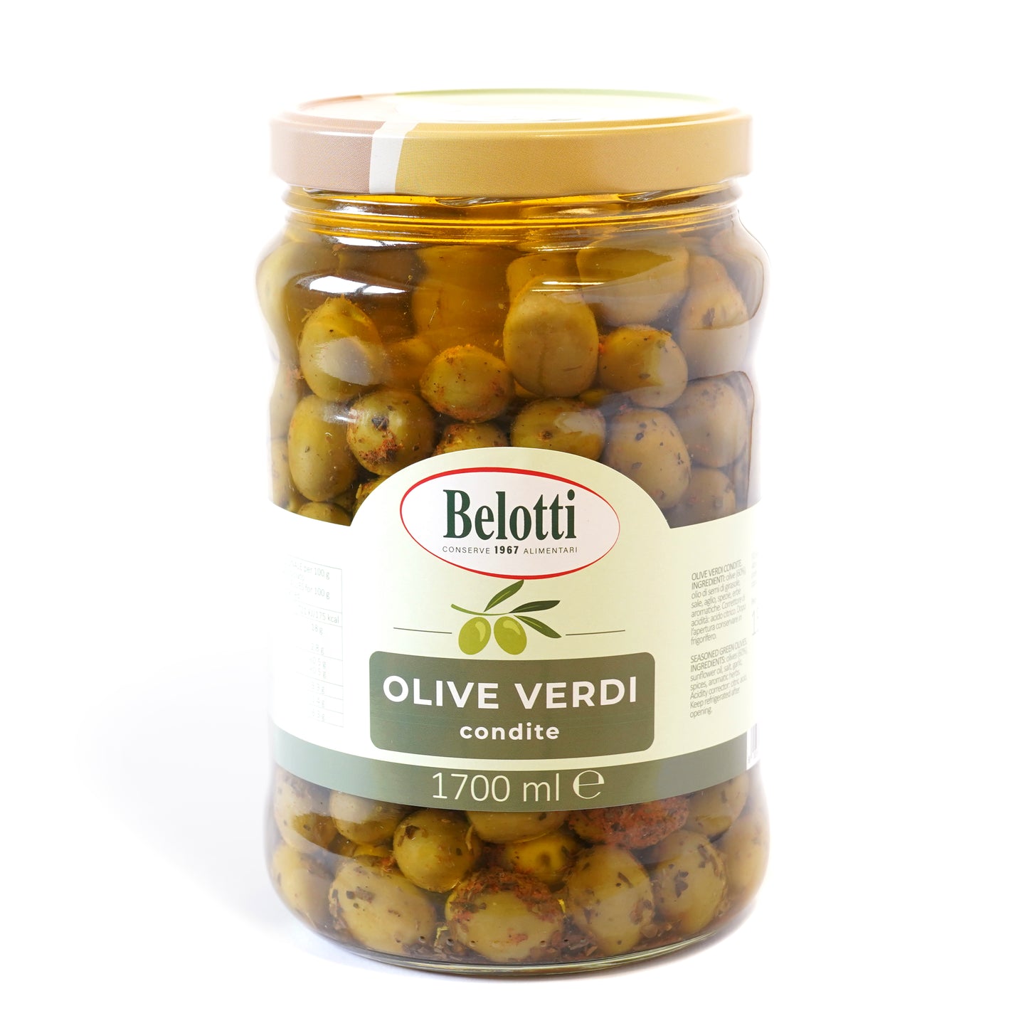 Olive verdi condite. Conserve alimentari sott'olio e sottaceto.