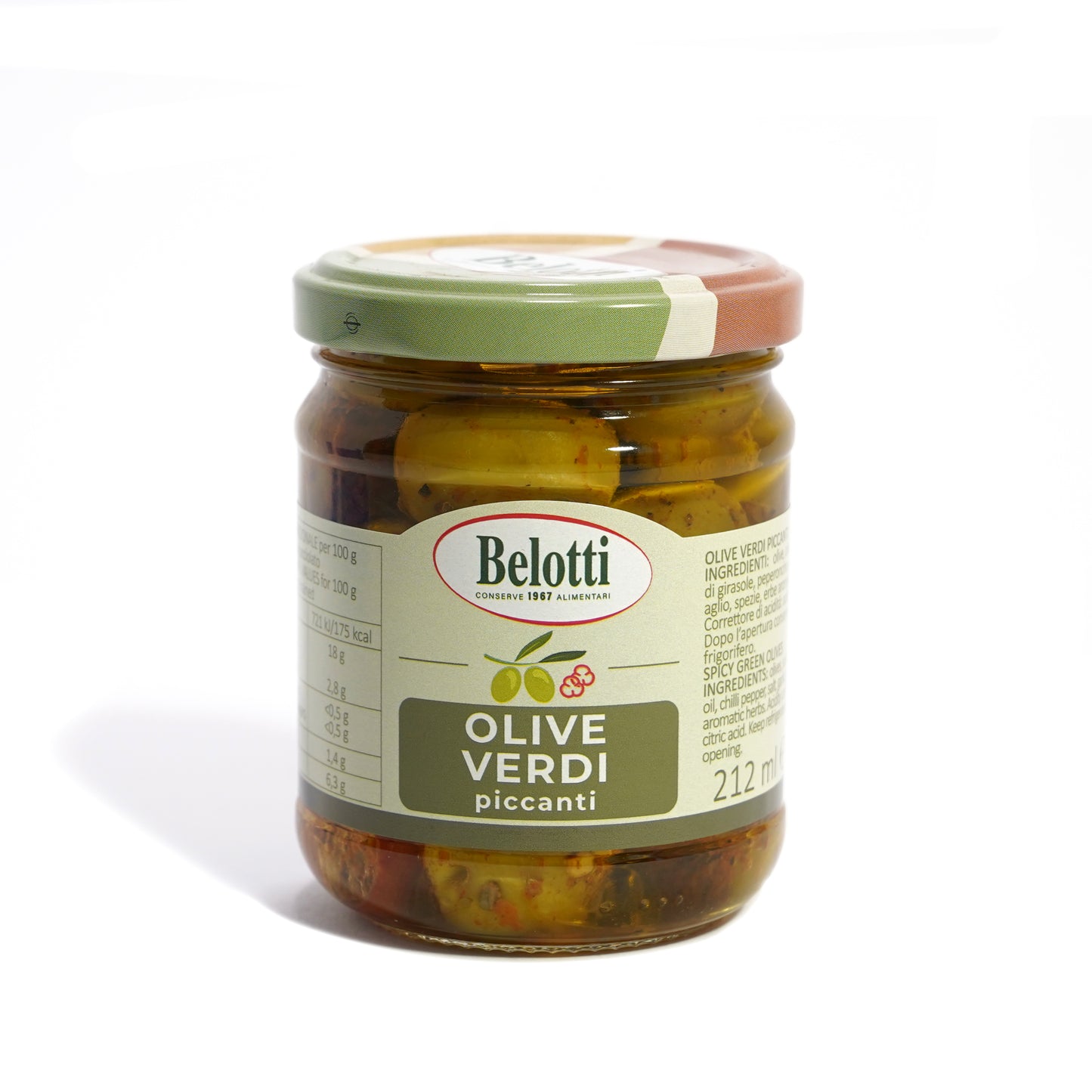 Olive verdi piccanti. Conserve alimentari sott'olio e sottaceto.
