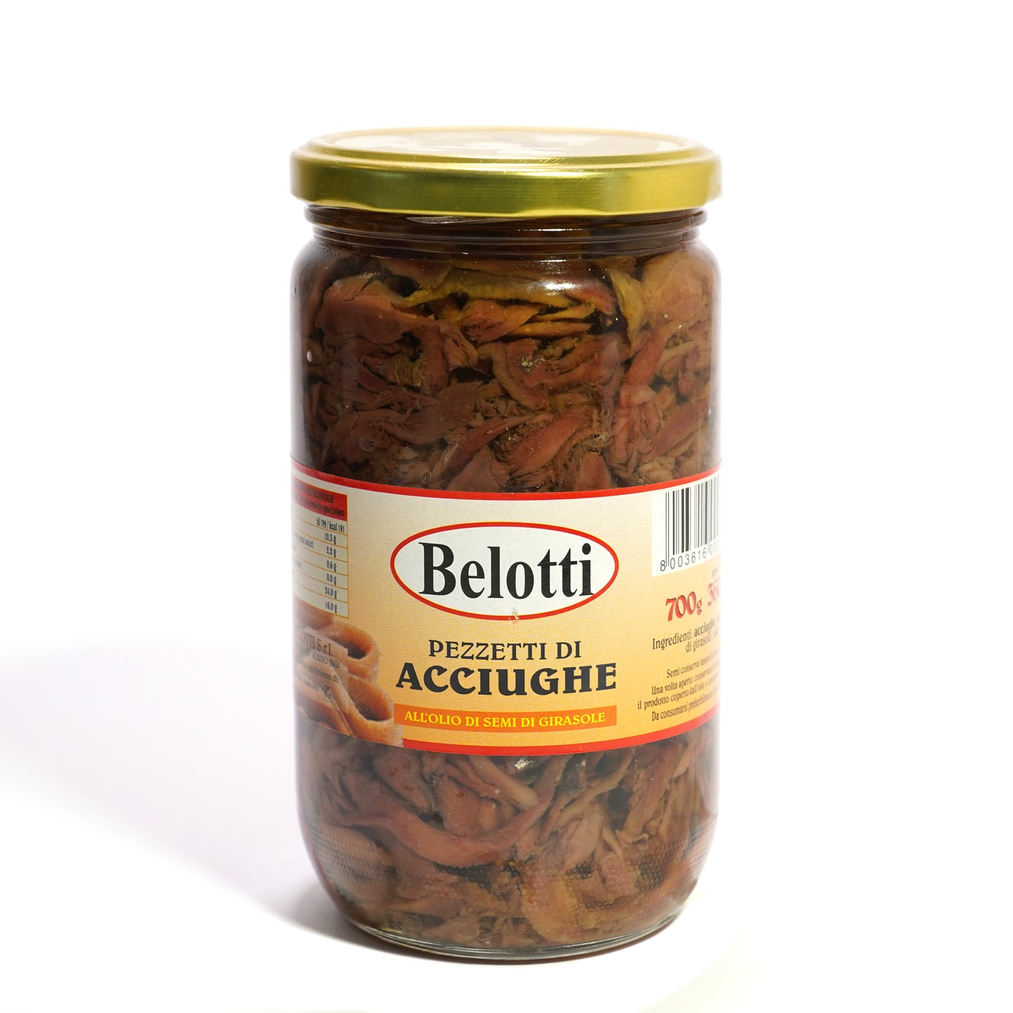 Acciughe a pezzetti, in olio di semi. Conserve alimentari sott'olio e sottaceto.