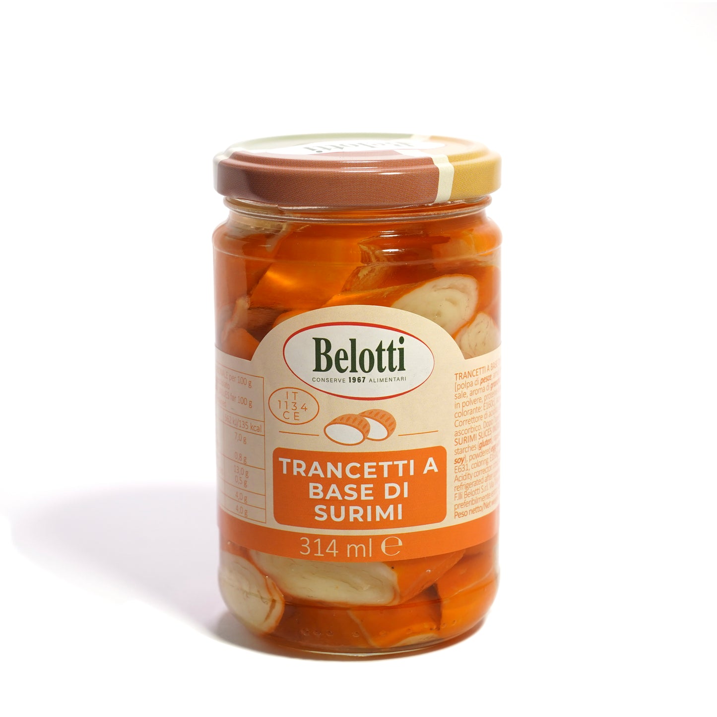 Trancetti a base di surimi. Conserve alimentari sott'olio e sottaceto.
