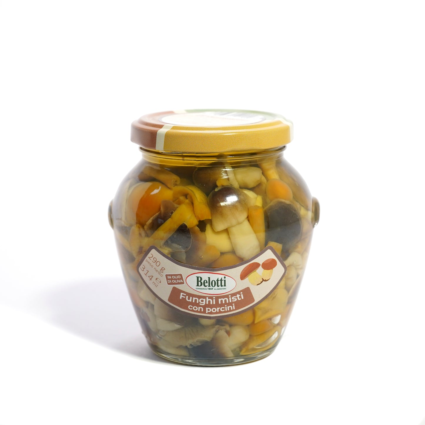funghi misti con porcini. Conserve alimentari sott'olio e sottaceto. Vaso orcio.