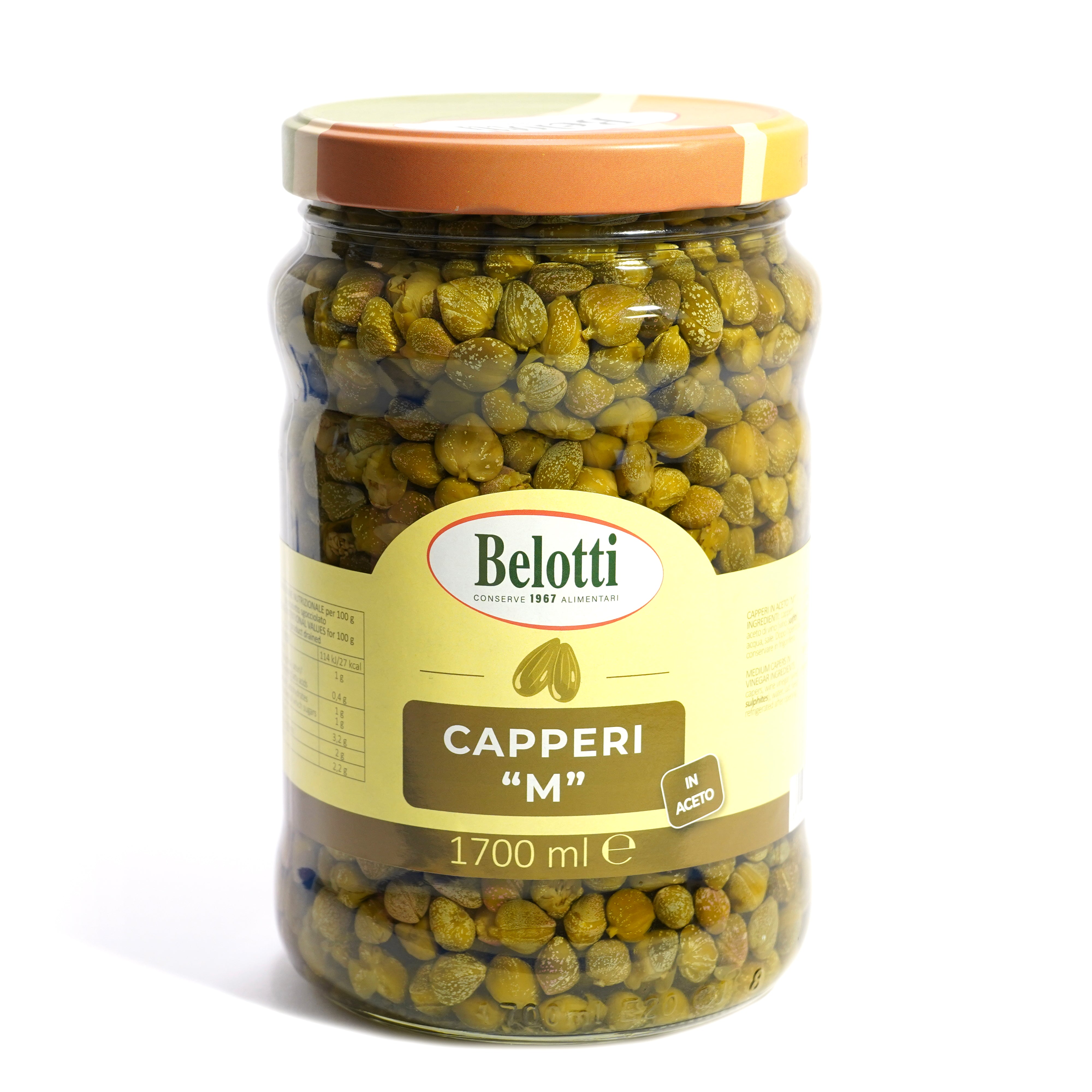 Capperi in aceto 'M'. Conserve alimentari sott'olio e sottaceto.
