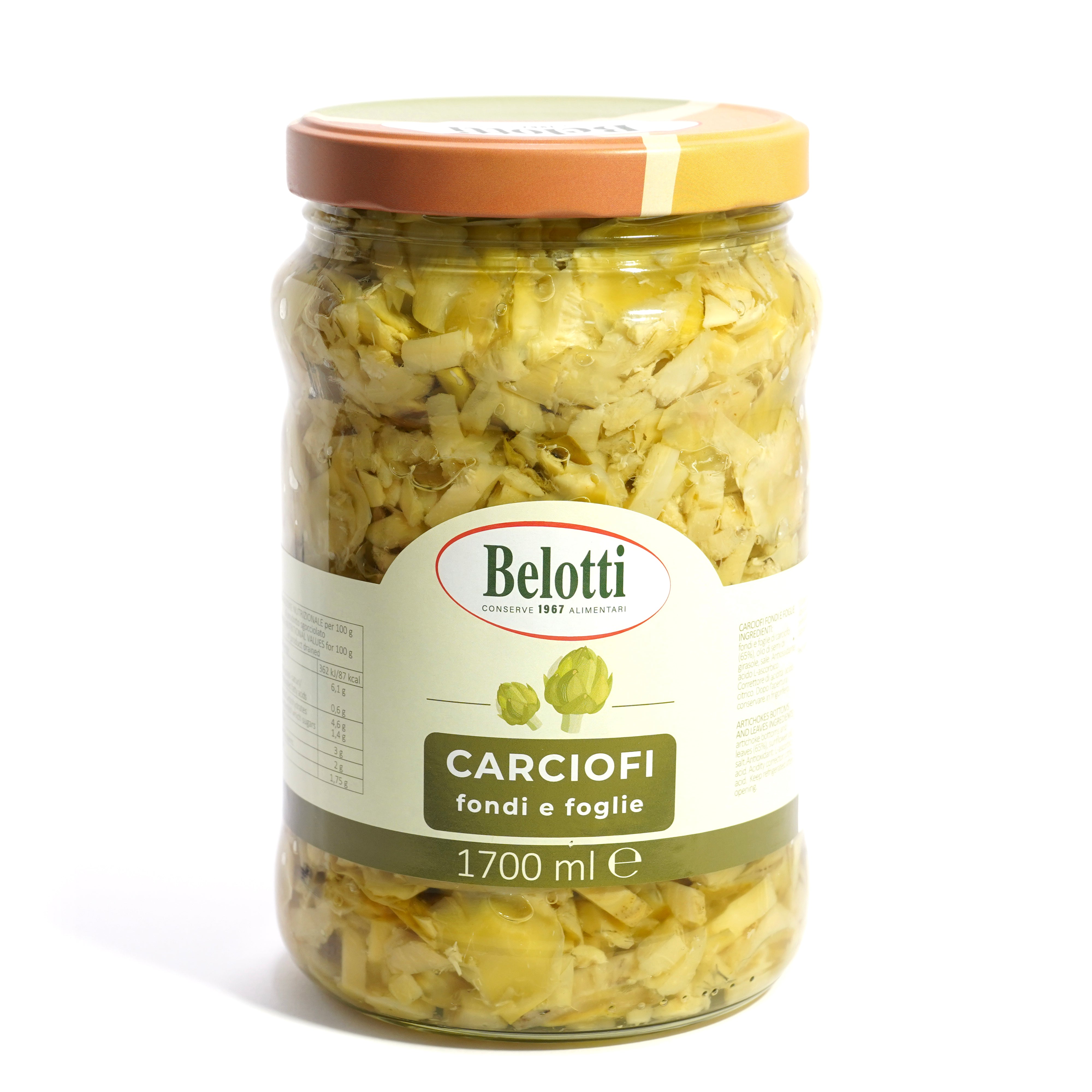 Carciofi, fondi e foglie. Conserve alimentari sott'olio e sottaceto.