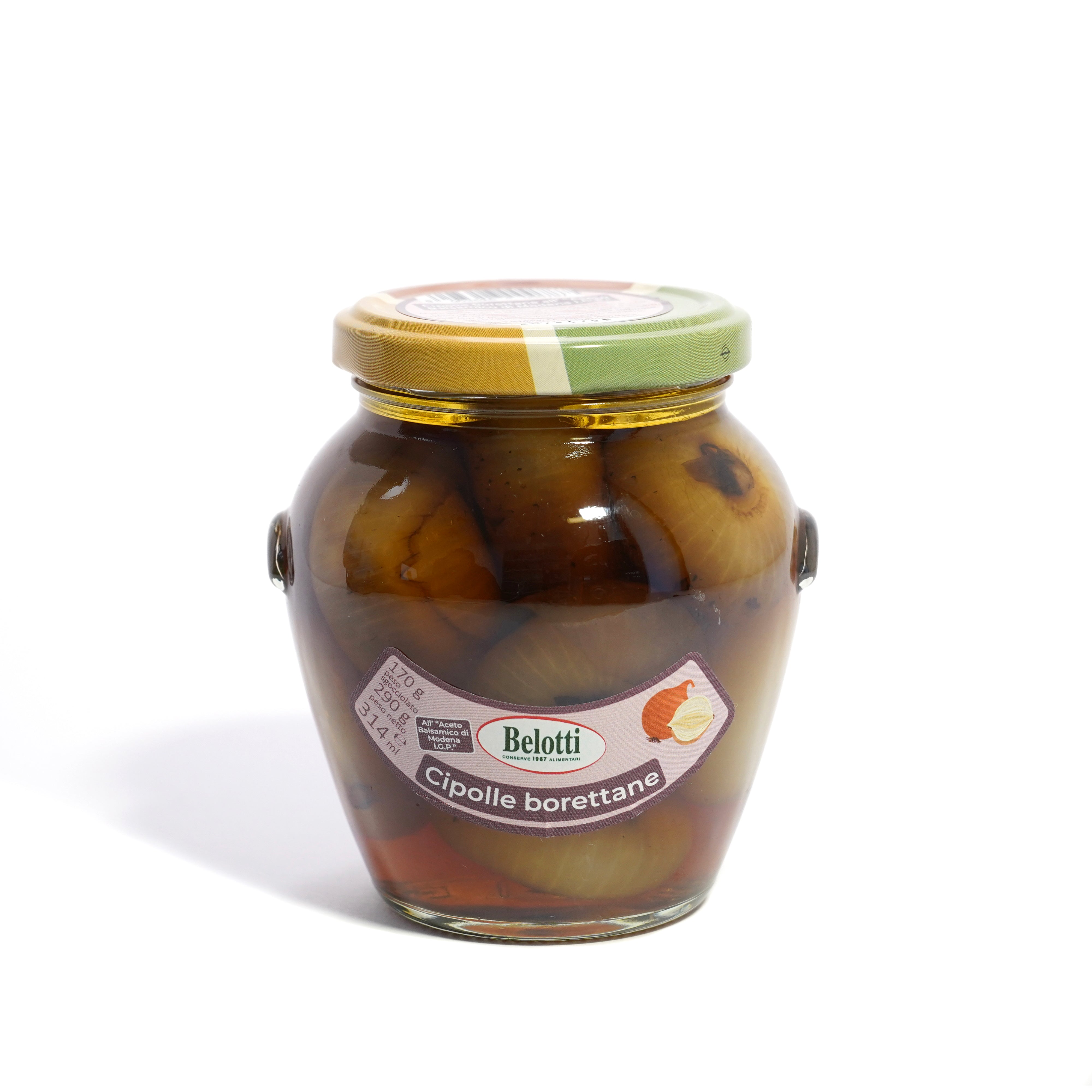 Cipolle borettane in aceto balsamico di Modena IGP. Conserve alimentari sott'olio e sottaceto.