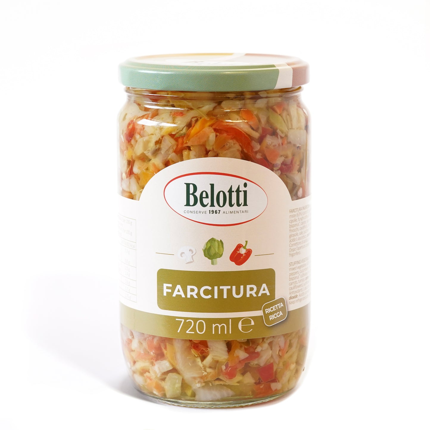 Farcitura ricca. Farcitura ideale per toast e condimenti. Conserve alimentari sott'olio e sottaceto.