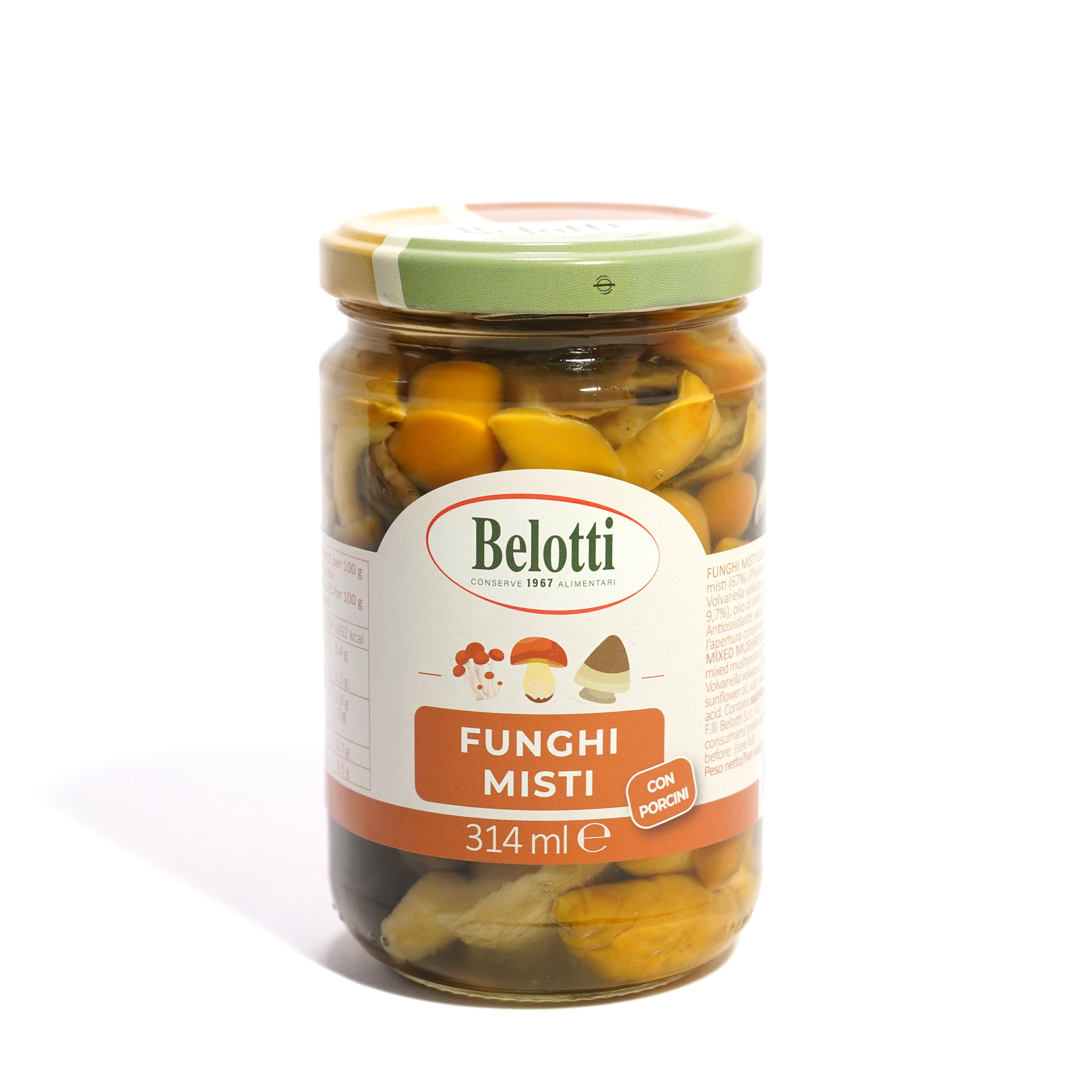 funghi misti con porcini. Misto funghi con porcini sott'olio.  Conserve alimentari sott'olio e sottaceto.