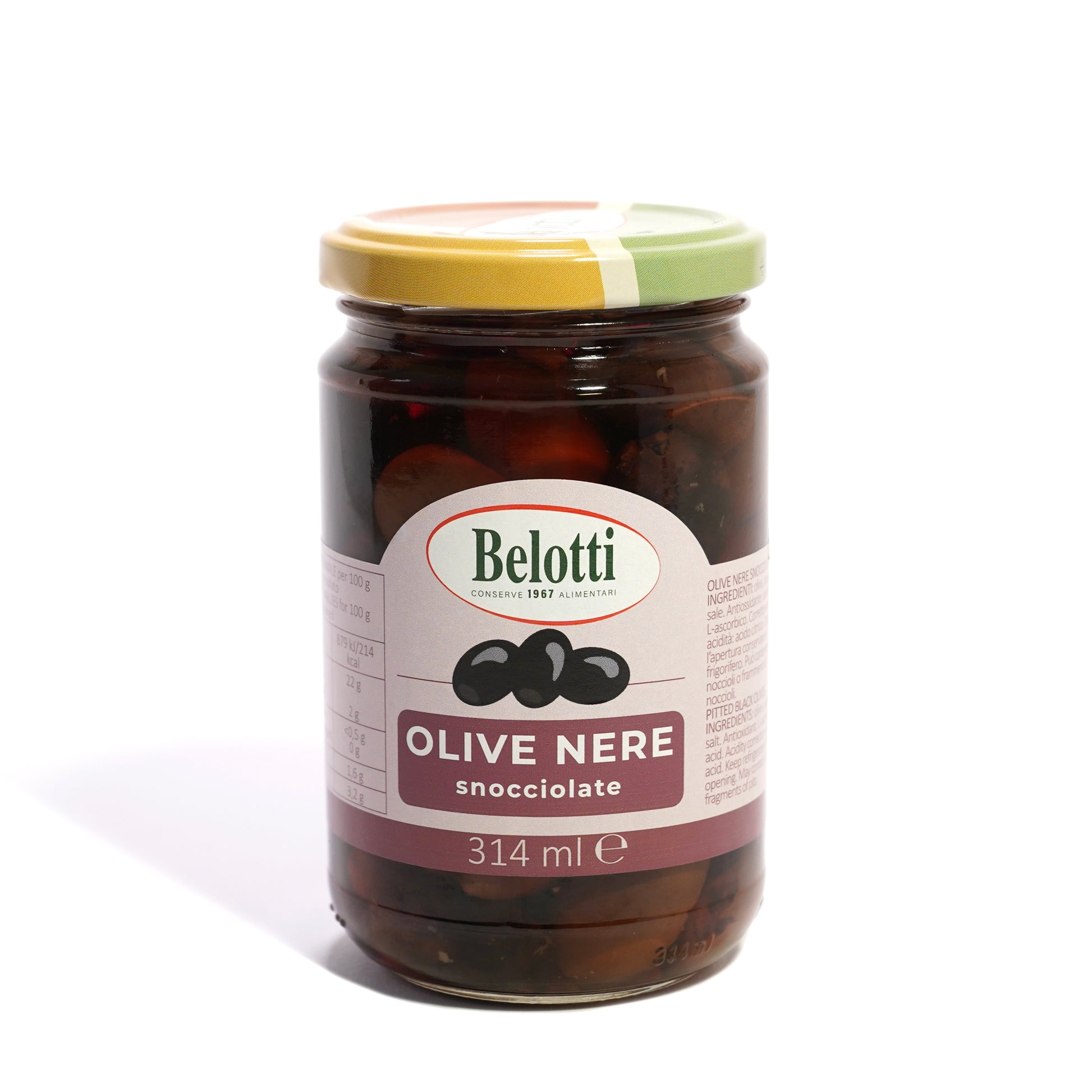 Olive Nere snocciolate. Olive nere senza nocciolo. Conserve alimentari sott'olio e sottaceto.