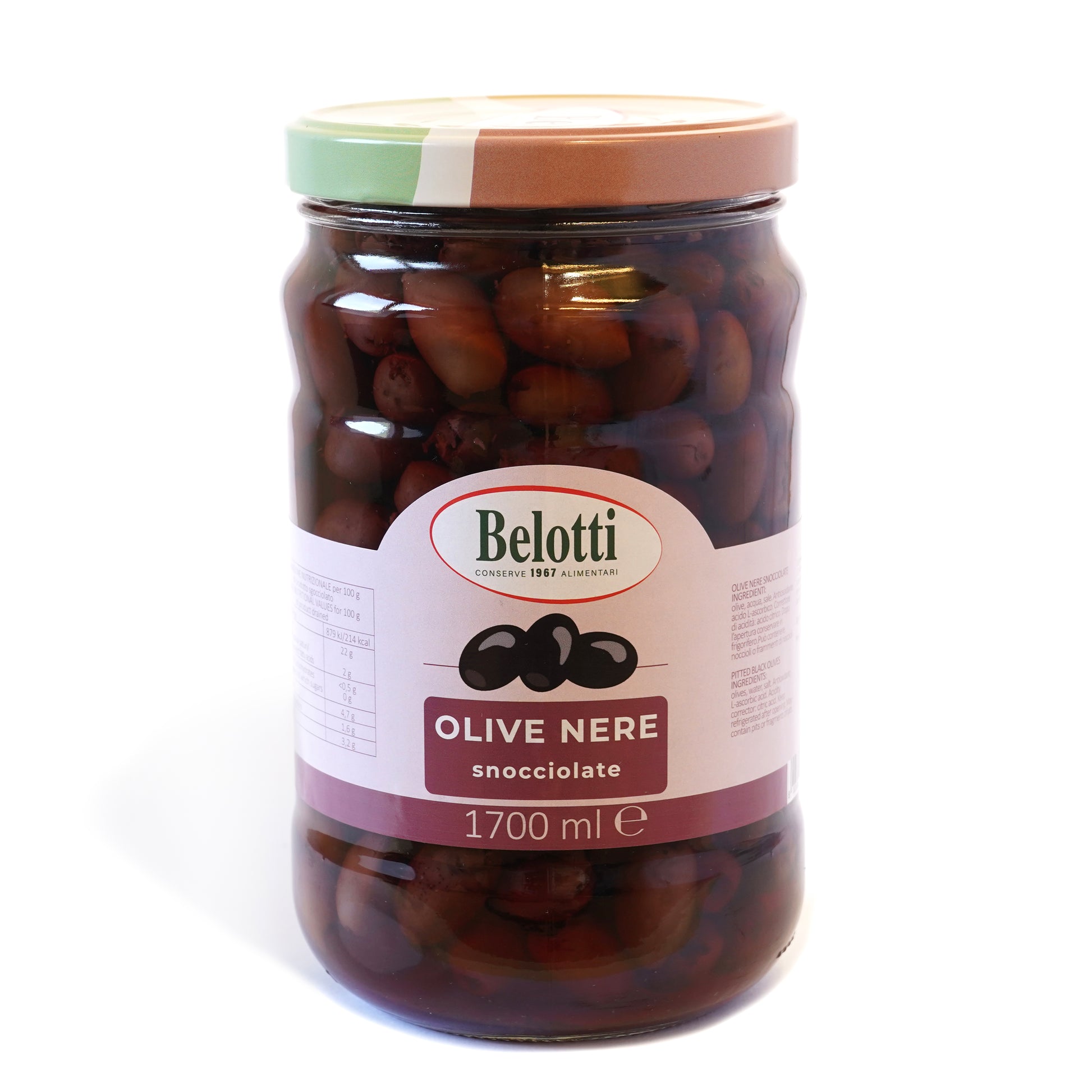 Olive Nere snocciolate. Olive nere senza nocciolo. Conserve alimentari sott'olio e sottaceto.