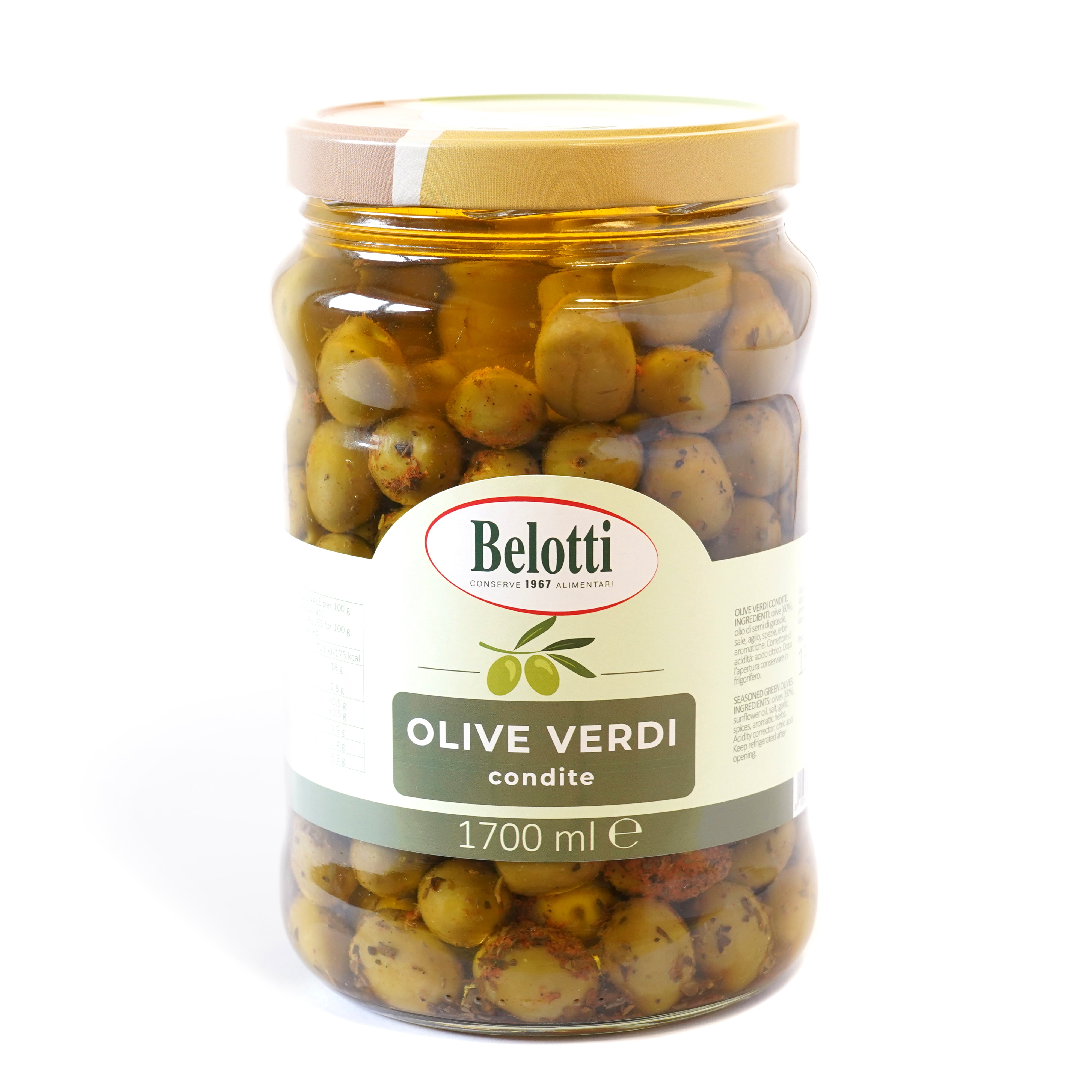 Olive verdi condite. Conserve alimentari sott'olio e sottaceto.